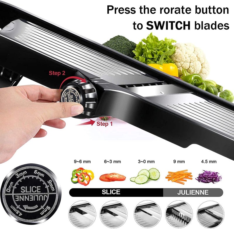 Masthome Mandolin Slicer for Kitchen, Food Mandoline Vegetable Chopper Professional, Mandolines Julienne Cutter for Potato, Onions Grater- Send Cut Proof Gloves & Cleaning Brush - Image 3