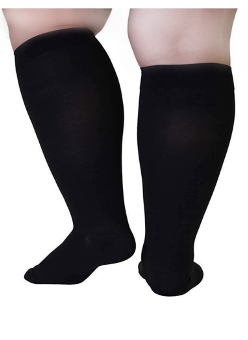 Excefore - Wide Calf Compression Socks for Women Men, 2 Pairs Plus Size Extra Large Size Support Socks Stockings Reduces Swelling & Pain for Nurses Running Pregnant Travel Flight 20-25 mmHg - Image 1
