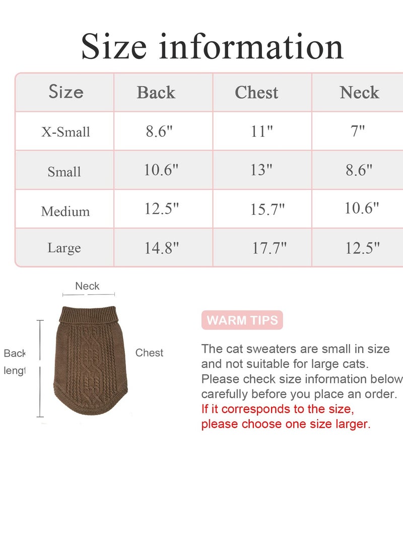 KASTWAVE Cats Knitted Sweaters Turtleneck Knitted Sleeveless Cat Clothes Warm Winter Kitten Clothes Outfits for Cats or Small Dogs in Cold Season Brown M - Image 3