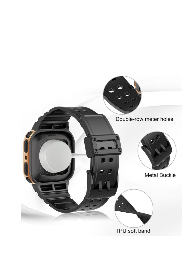 أحزمة رياضية متينة من مادة TPU لساعة Fitbit Versa 2/3/4 - سوار معصم قابل للتعديل مع مصد واقٍ للرجال والنساء