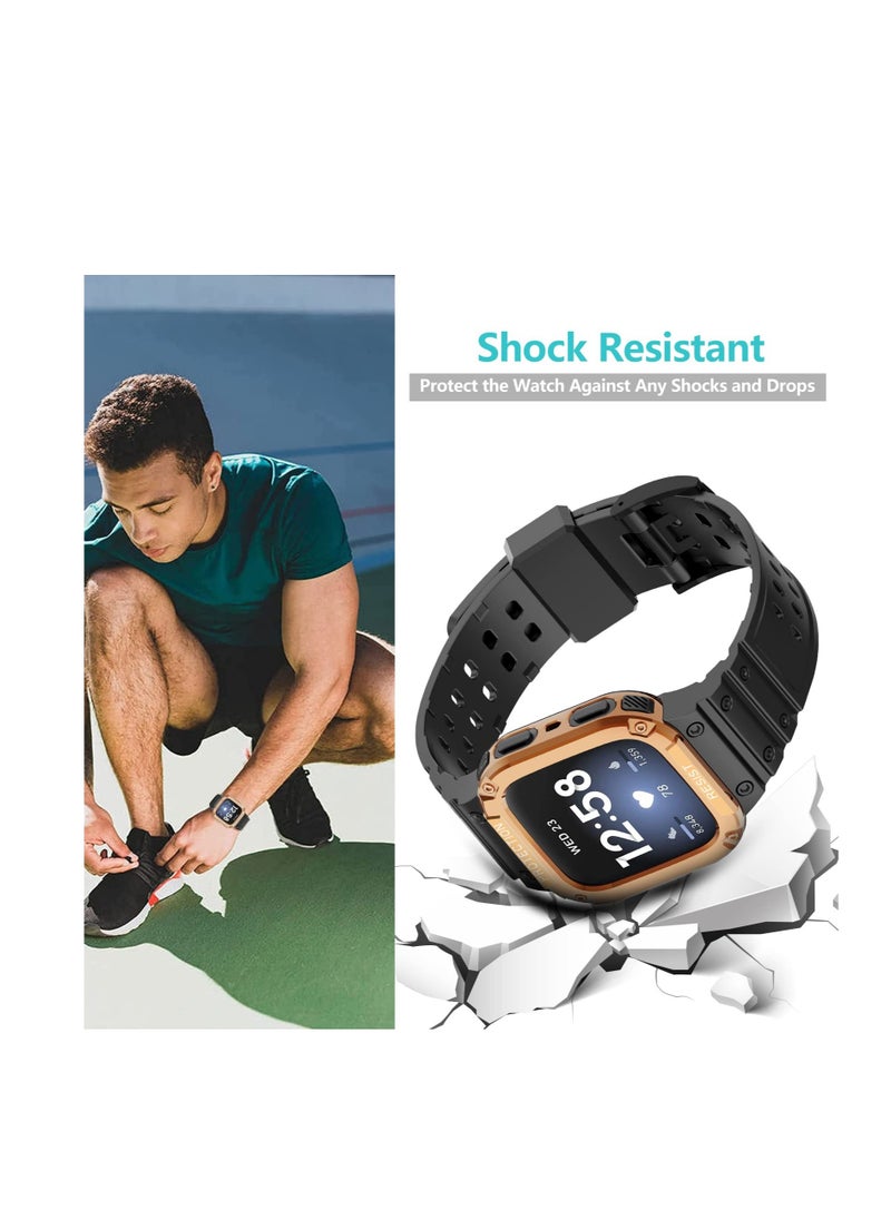 أحزمة رياضية متينة من مادة TPU لساعة Fitbit Versa 2/3/4 - سوار معصم قابل للتعديل مع مصد واقٍ للرجال والنساء