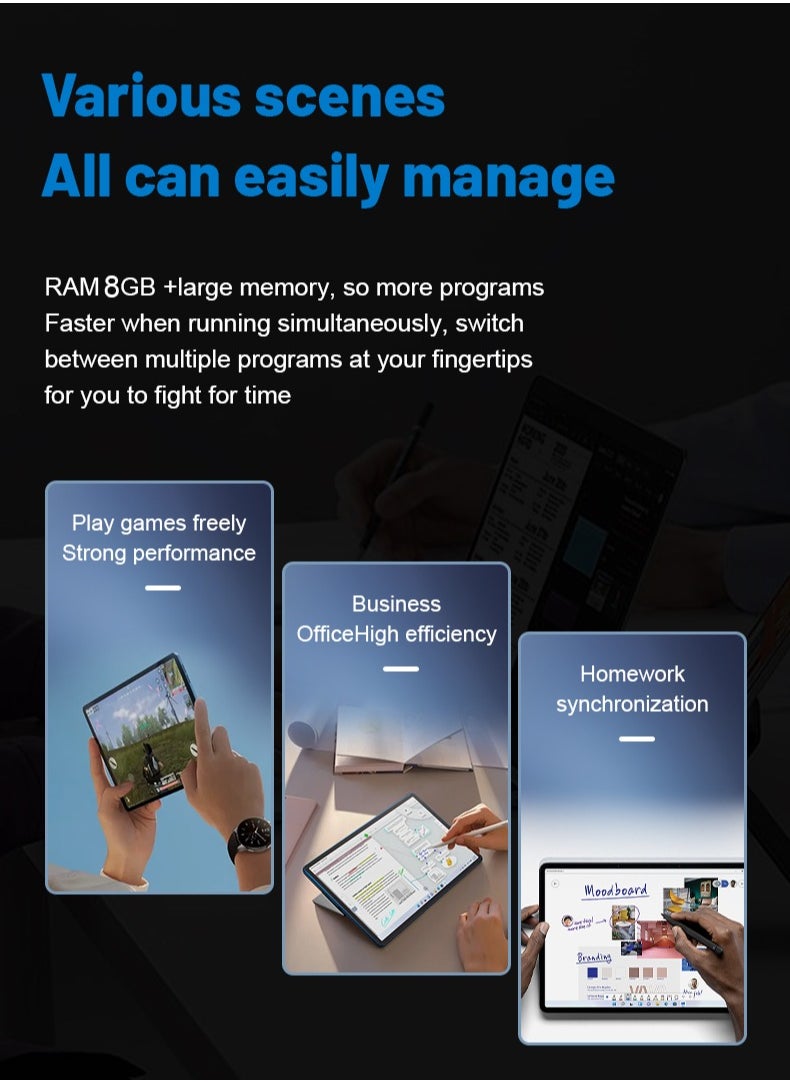 Umiio - Smart Tablet PC 10.1-inch HD Screen 8GB RAM 256GB ROM Front and Rear Camera WiFi and Dual SIM 5G Network Android Tab with Leather Cover Keyboard and Mouse - Image 1