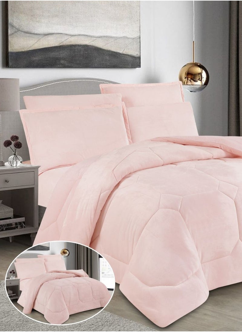 Hours Quilt Set Plain Two Sides Winter Velvet 6 Piece King Size  - Image 3