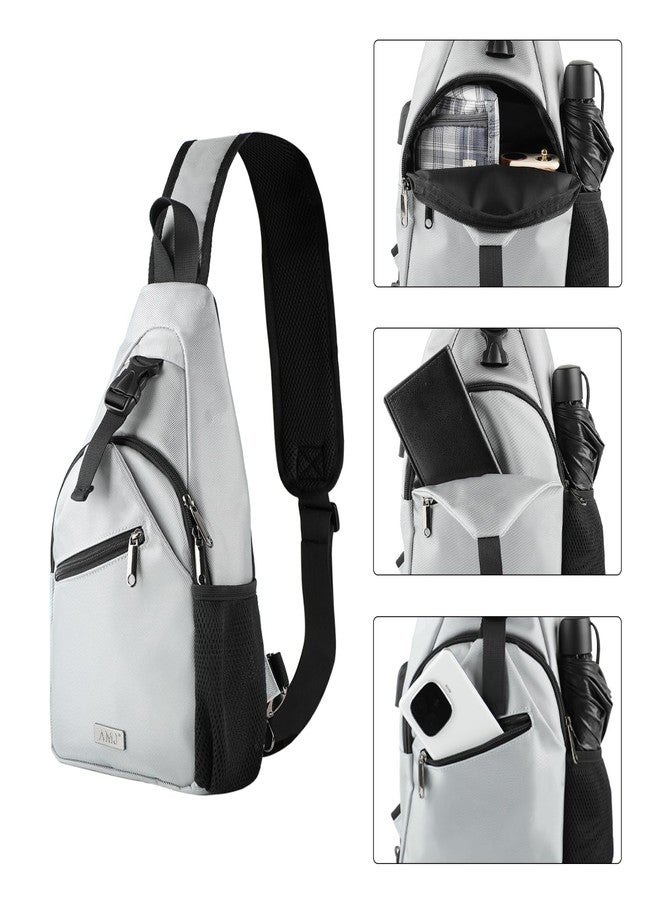 AMJ Tactical Chest Sling Bag for Men,Theft Crossbody Bag,Lightweight Hiking Shoulder Pack for Cycling, Travel, Camping, Gray, Durable - Image 5