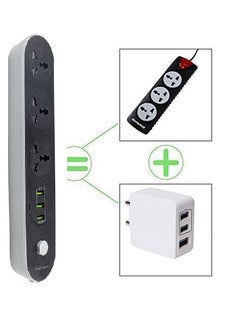 DOTCOM DotCom Extension Cords with 3 USB Solts Black 3 Way Outlets Power Strip with USB Surge and Overload Protection with 16 Meter 3Pin Power Extension Board for Home  - Image 5