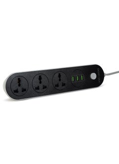 DOTCOM DotCom Extension Cords with 3 USB Solts Black 3 Way Outlets Power Strip with USB Surge and Overload Protection with 16 Meter 3Pin Power Extension Board for Home  - Image 1