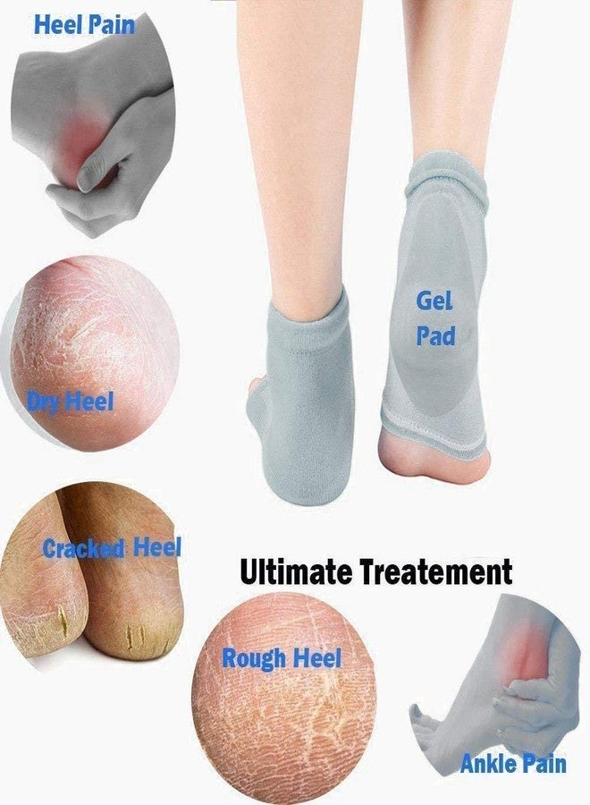 Clopic Silicone Gel Moisturized With Oil Infused, Soft Cotton Heel Socks Used For Winter Summer Swelling Pain Relief, Dry Cracked Skin, Ankle Safety For Girls, Women, Men Multicolor 1 Pair - Image 2