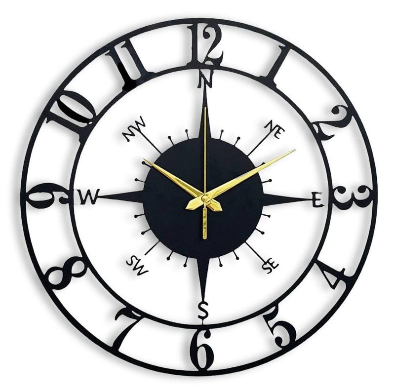 Arabs Stylish Metal Wall Clock for Home and Hall Living Room Bedroom Office Antique Big Size Modern Wall Watch for Home Decor Style 1 50 cmMatte BlackAnalog - Image 2