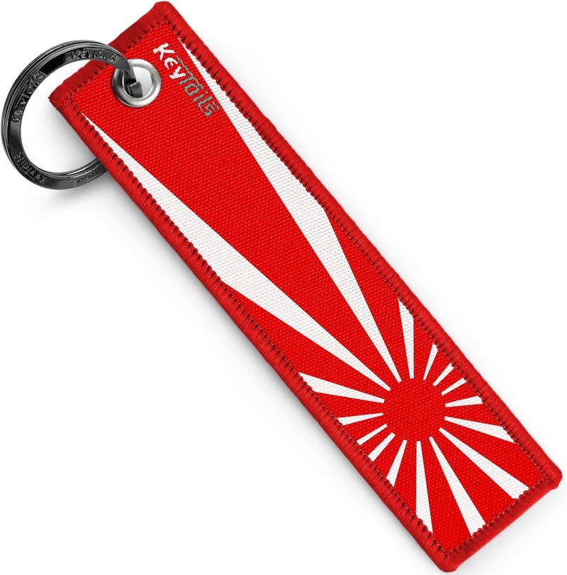 KEYTAILS Keychains, Premium Quality Key Tag for JDM Cars [Rising Sun - Red] - Image 1
