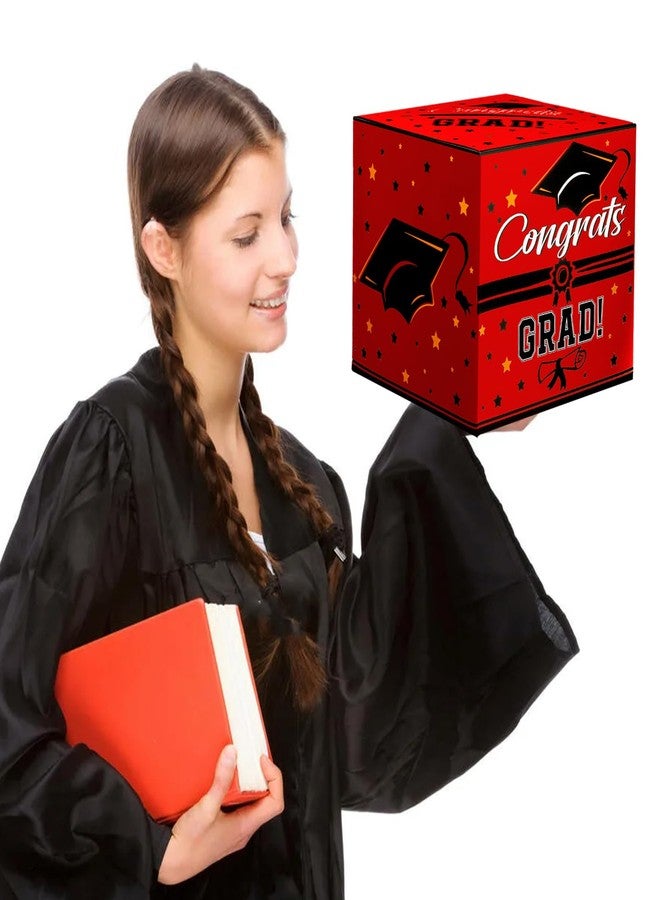 Luktastic Red Graduation Card Box 2025, Modern Foldable Card Box Holder for College High School Graduation Party Decorations, Class of 2025 Gift Card Box, Easy Assembly - Image 3