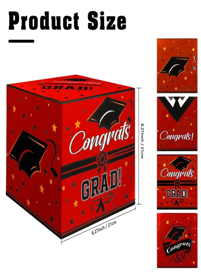 Luktastic Red Graduation Card Box 2025, Modern Foldable Card Box Holder for College High School Graduation Party Decorations, Class of 2025 Gift Card Box, Easy Assembly - Image 2
