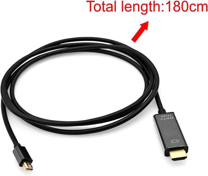 كابل JZK 1.8M من Mini DisplayPort إلى HDMI، مطلي بالذهب، أحادي الاتجاه، كابل محول من Mini DisplayPort (DP) إلى HDMI لـ Thunderbolt 1/2، لـ MacBook Air، لـ Surface Pro، لـ Lenovo - Image 2
