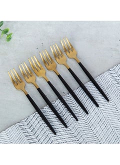 6Pcs Dessert Forks Flatware Black Gold Cutlery Stainless Steel Tableware Colorful Mirror Kitchen Dinnerware Silverware 18x2x0.3 Cm Golden Black - pzsku/Z245D82BA3B876962E999Z/45/1741101949/94af3348-34a4-4ea9-8b31-125154b8a660