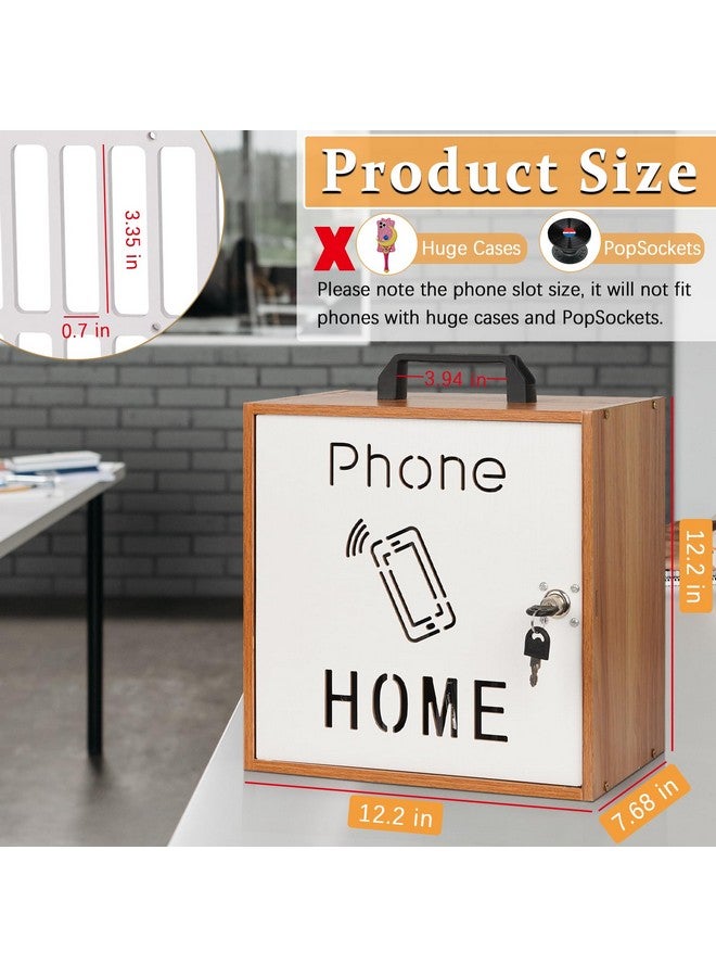 Lzttyee Cell Phone Holder Classroom 33 Slots Wooden Cell Phone Storage Cabinet Pocket Chart with Handle and Security Lock for Classroom Office (33 Grid Cabinet Cherry) - Image 2