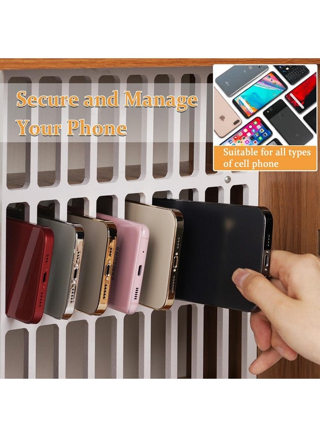 Lzttyee Cell Phone Holder Classroom 33 Slots Wooden Cell Phone Storage Cabinet Pocket Chart with Handle and Security Lock for Classroom Office (33 Grid Cabinet Cherry) - Image 5