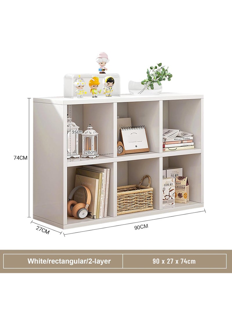 XiuWoo 6 Cube Wooden Bookcase, 2 Tier Bookshelf Storage Organizer for Living Room, Office and Bedroom - Image 2
