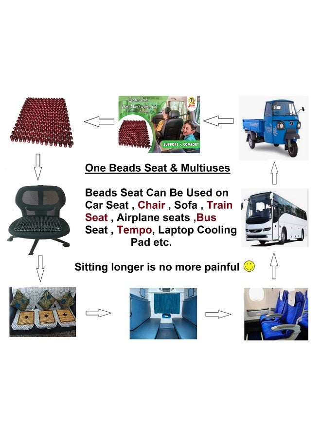 Q1 Beads وسائد مقعد كرسي داخلي من خرز Q1 SMRN خشبية لتخفيف آلام الظهر، توفر الدعم والراحة (صغيرة، مارون) - Image 4