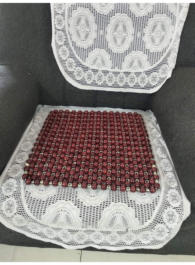 Q1 Beads وسائد مقعد كرسي داخلي من خرز Q1 SMRN خشبية لتخفيف آلام الظهر، توفر الدعم والراحة (صغيرة، مارون) - Image 3