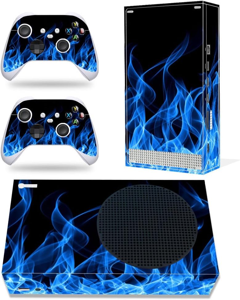 Asokex Xbox Series S Stickers Full Body Vinyl Skin Decal Protective Cover for Microsoft Xbox Series S Console and Controllers (Series S Blue fire) - Image 1