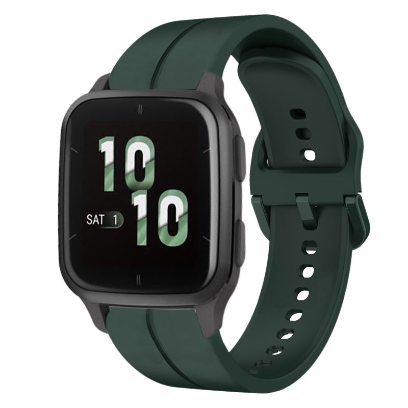 S-TOP For Garmin Forerunner Sq2 20mm Loop Silicone Watch Band(Dark Green) - Image 1