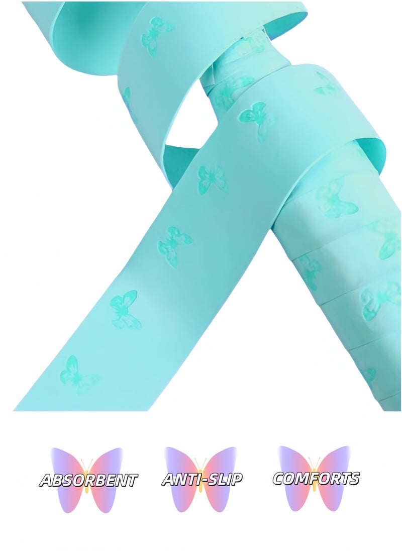 Generic - 3-Pack Sticky Butterfly Pattern Anti-Slip Racket Grip Tape, Green, Super Absorbent, Breathable, and Quick-Dry Overgrip for Tennis, Badminton, and Pickleball Rackets, Professional Quality, Tennis Overgrip, Pickleball OverGrip, Racket Overgrip, Padel Tennis Racket Over Grip. - Image 1