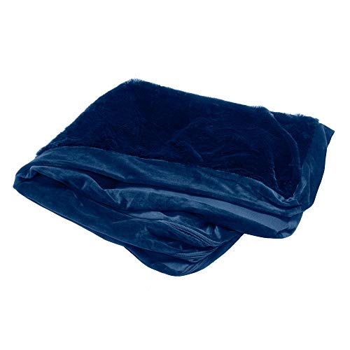 Furhaven Replacement Dog Bed Cover Plush Velvet L Shaped Chaise Machine Washable Deep Sapphire Large - Image 1