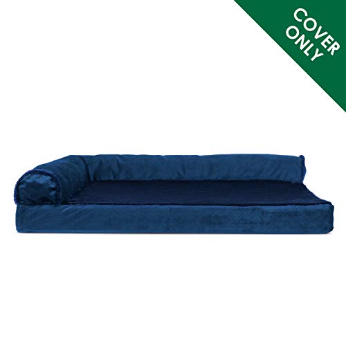 Furhaven Replacement Dog Bed Cover Plush Velvet L Shaped Chaise Machine Washable Deep Sapphire Large - Image 3