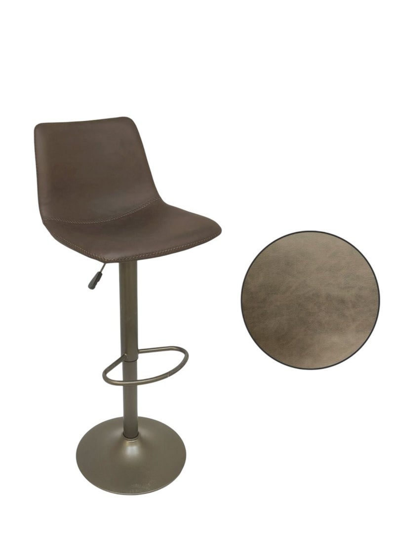 Generic Brown leather bar stool with height adjustable backrest 