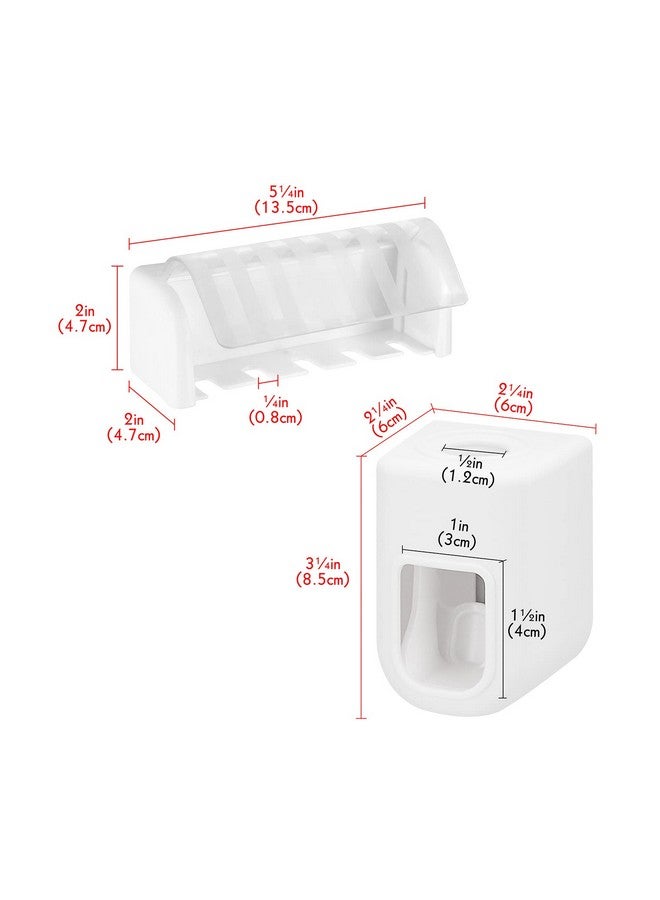 LUEXBOX 5 Slots Wall Mount Toothbrush Holder with Cover, Self Adhesive Toothbrush Storage Organizer for Shower, Toothbrush Hanger with Automatic Toothpaste Squeezer Dispenser - Image 2