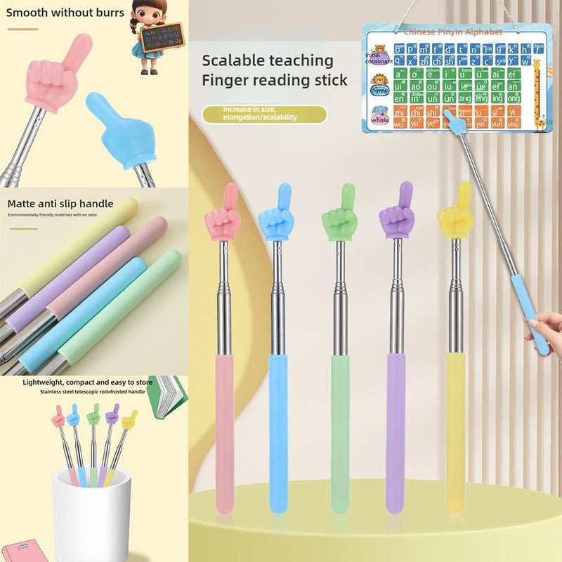 Telescopic finger reading stick, finger telescopic reading stick, point reading teaching aid, pointer, baton, teacher's teaching stick - Image 3