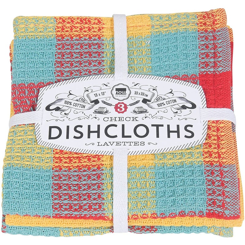 Now Designs Check Dishcloth Set Cotton Lemon