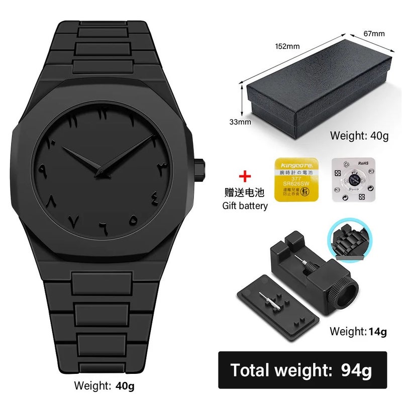 Y&D Luxury Men's Quartz Watch Square Glass Casual Black Classic Arabic Numbers Business Fashion Reloj Hombre Wristwatches - Image 1