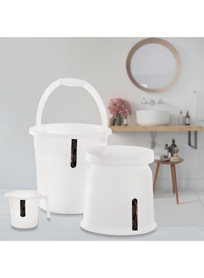 Nabhya Newton Combo of 3 pcs Bathroom Accessories Set Plastic Bathroom Set with 20Ltr Plastic Bucket, Small Mug and Big Stool for Home, Kitchen & Bathroom (Transparent) - Image 1