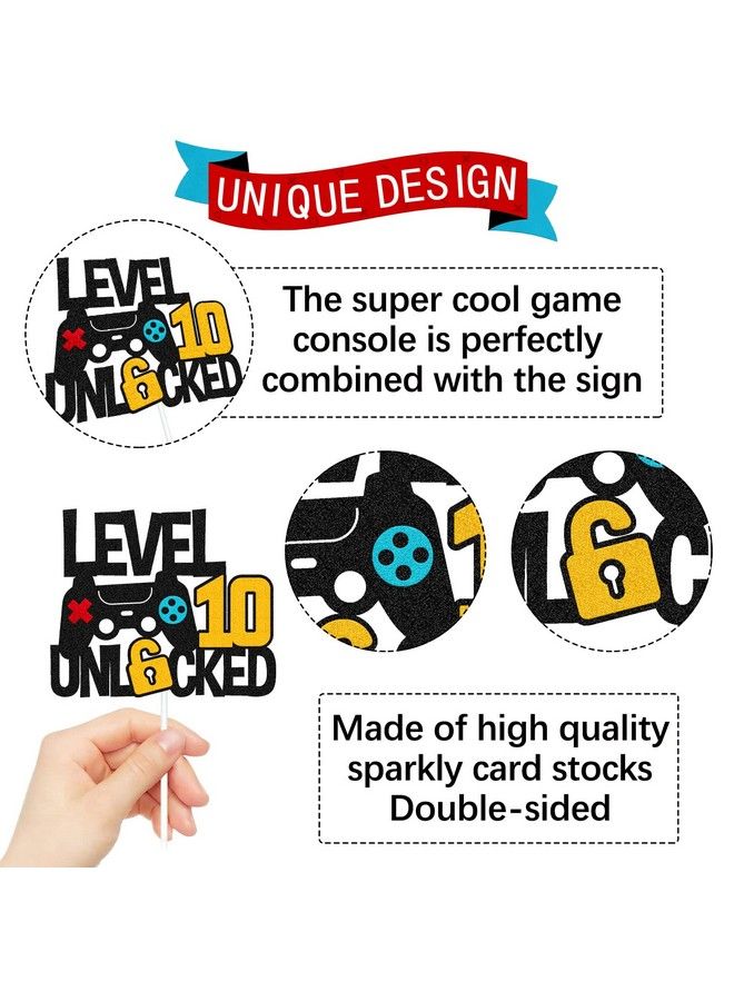 Level 10Th Unlocked Cake Topper Game Controller 10S Cake Decoration Happy 10 Birthday Cake Decor Video Play Game Movie Theme Boys Girls Men Women Teenager Bday Party Event Celebration Supplies  - Image 3