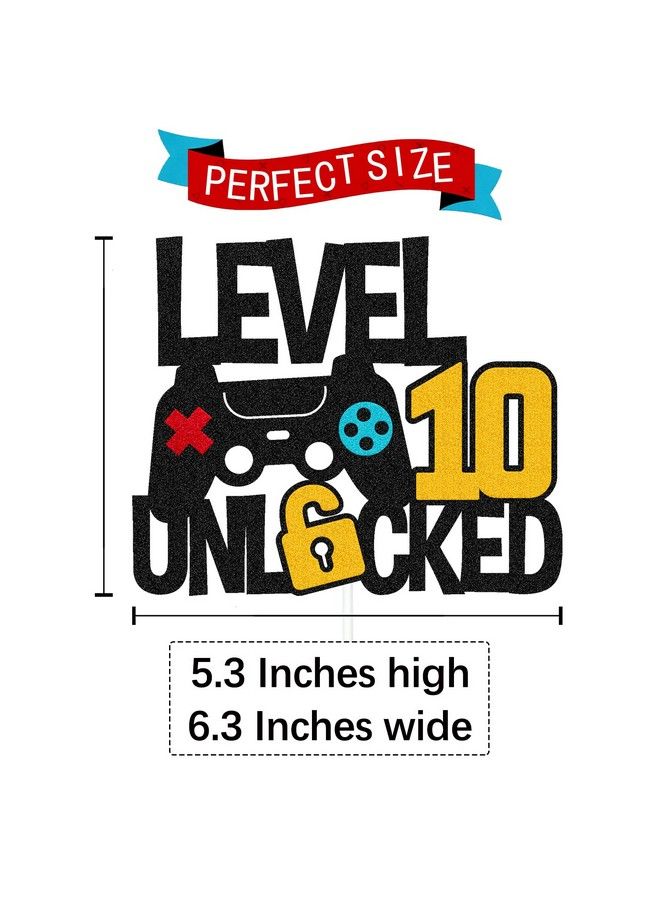 Level 10Th Unlocked Cake Topper Game Controller 10S Cake Decoration Happy 10 Birthday Cake Decor Video Play Game Movie Theme Boys Girls Men Women Teenager Bday Party Event Celebration Supplies  - Image 4