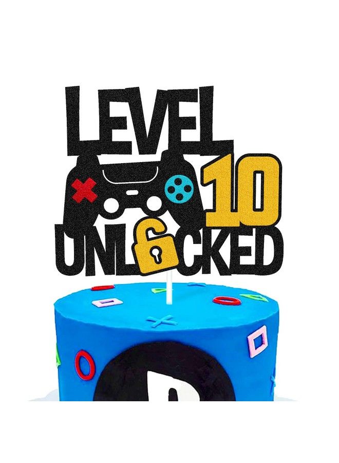 Level 10Th Unlocked Cake Topper Game Controller 10S Cake Decoration Happy 10 Birthday Cake Decor Video Play Game Movie Theme Boys Girls Men Women Teenager Bday Party Event Celebration Supplies  - Image 2