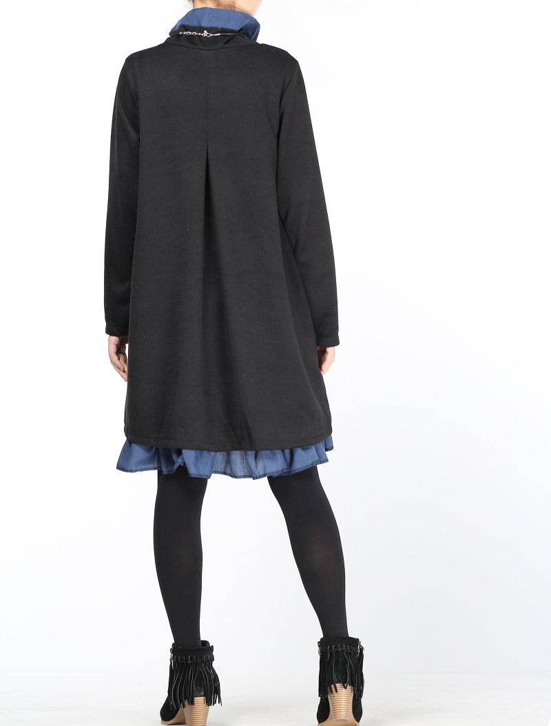 Minibee Women's Oversized Sweatshirt Dress Turtleneck Long Sleeve Tunic Tops Swing Dresses with Pockets Black L - Image 5