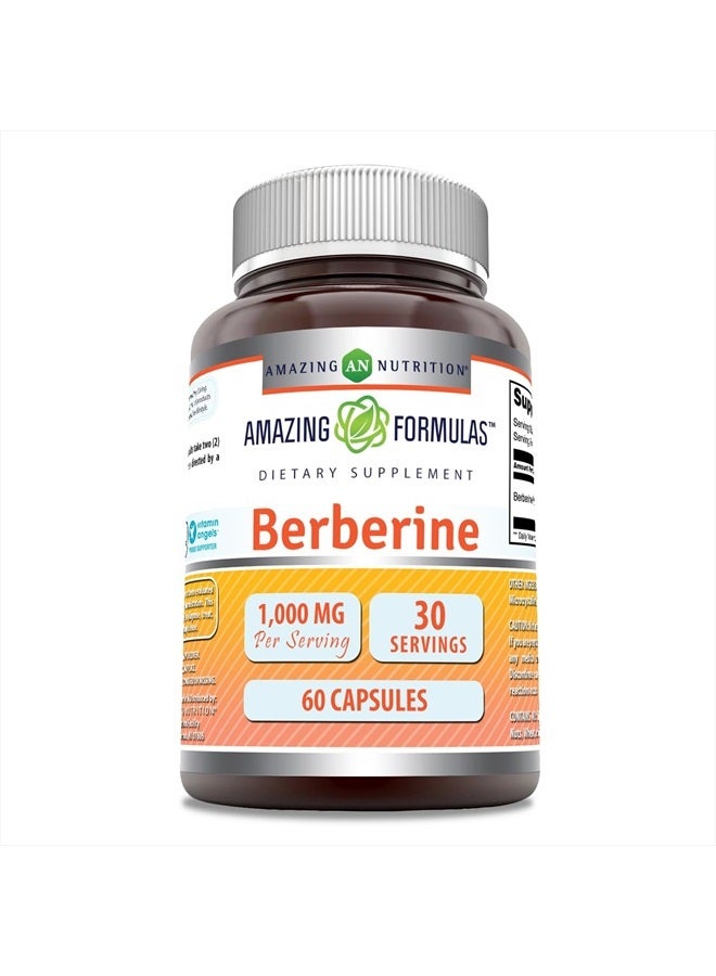 Amazing Nutrition Amazing Formulas Berberine 1000mg Per Serving 60 Capsules Supplement | Non GMO | Gluten Free | Made in USA - Image 1
