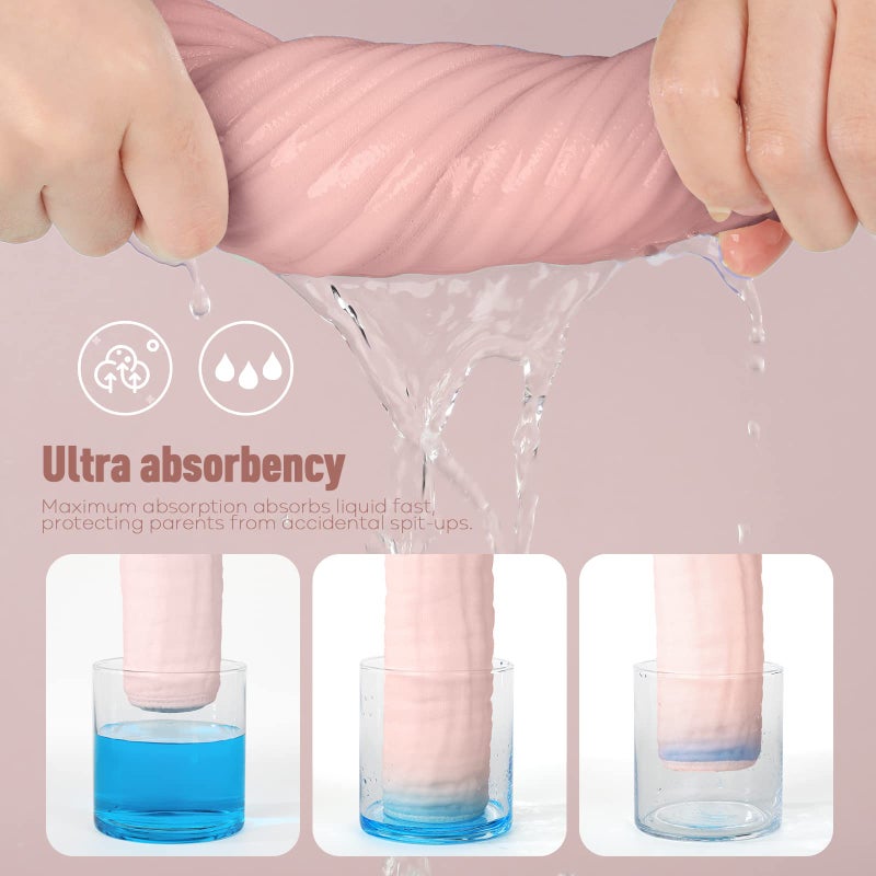 Yoofoss Muslin Burp Cloths for Baby 10 Pack 100% Cotton Baby Washcloths for Boys Girls Large 20''X10'' Super Soft and Absorbent Gradient Pink - Image 4