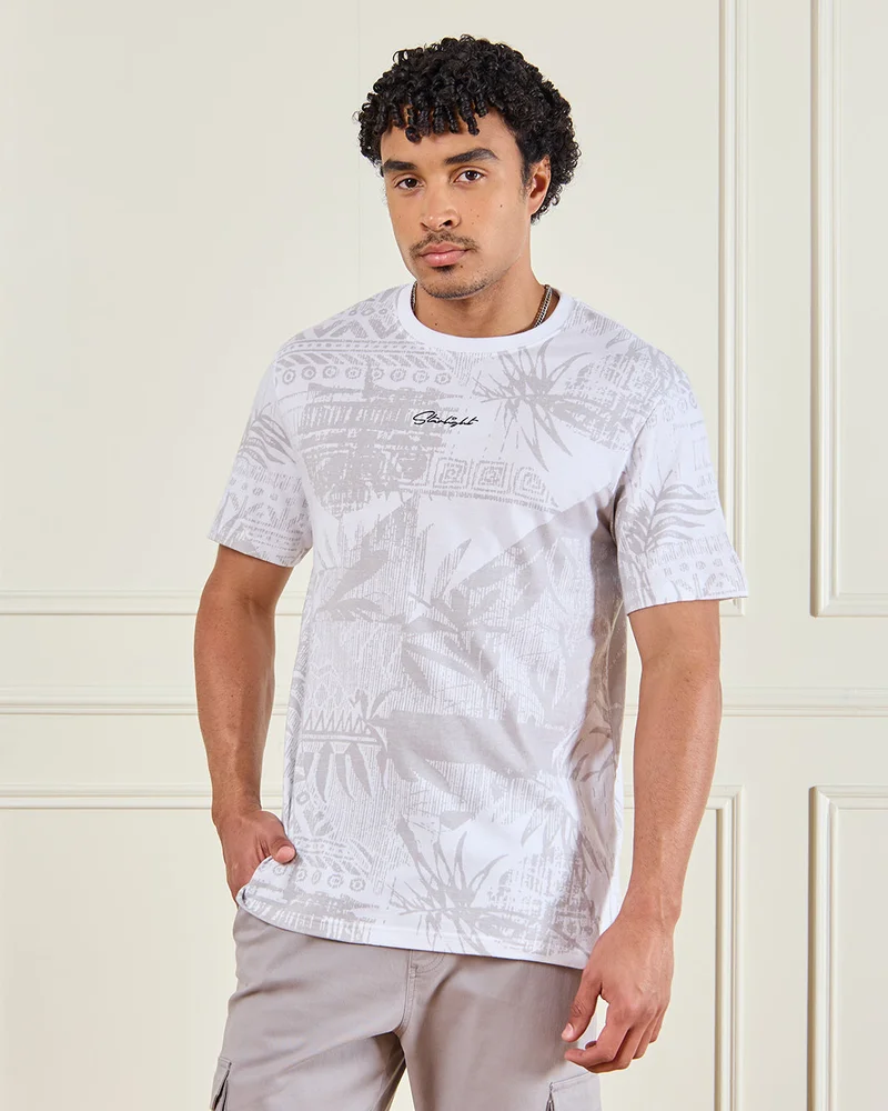 ردتاغ Men White Printed T-Shirt