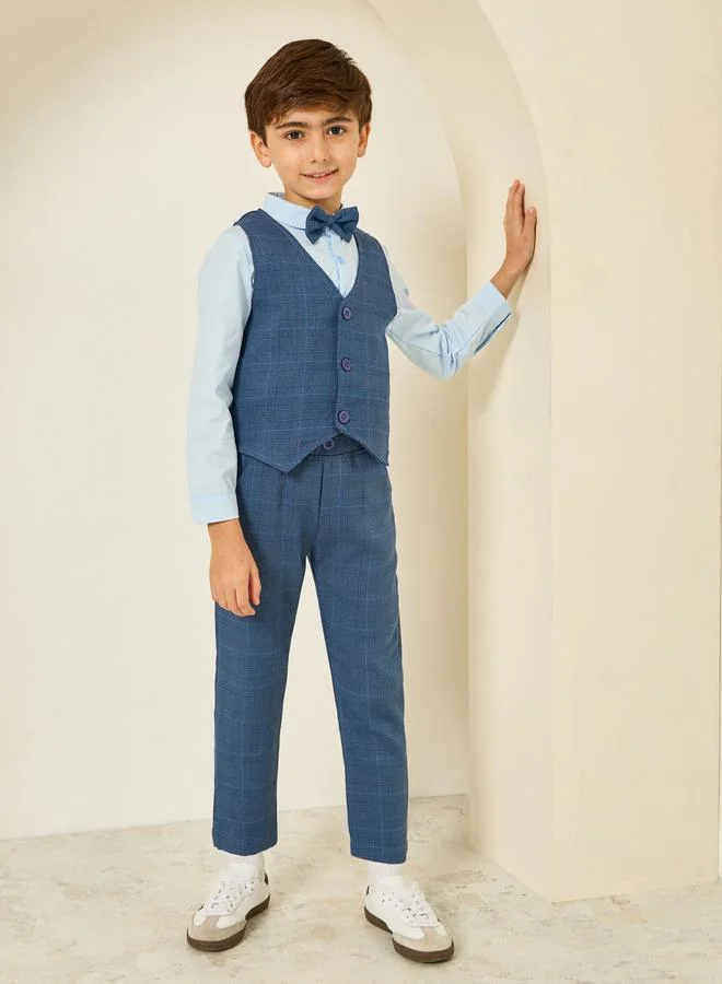 ستايلي طقم أزرق من قميص وفيست وبنطال للأولاد