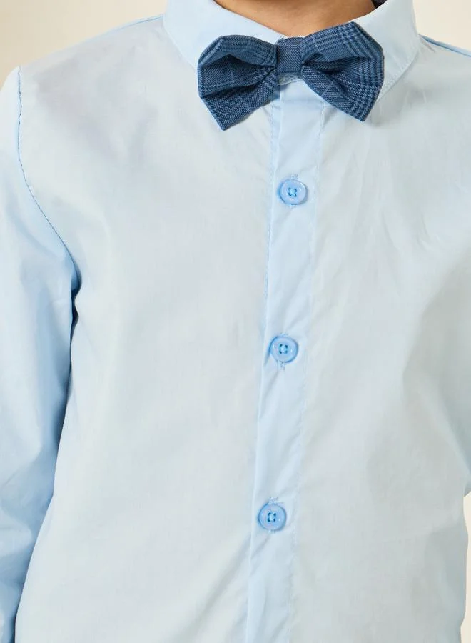 Styli  Boys Blue Shirt with Waistcoat and Trousers with Bow Set for Men | Best Price UAE