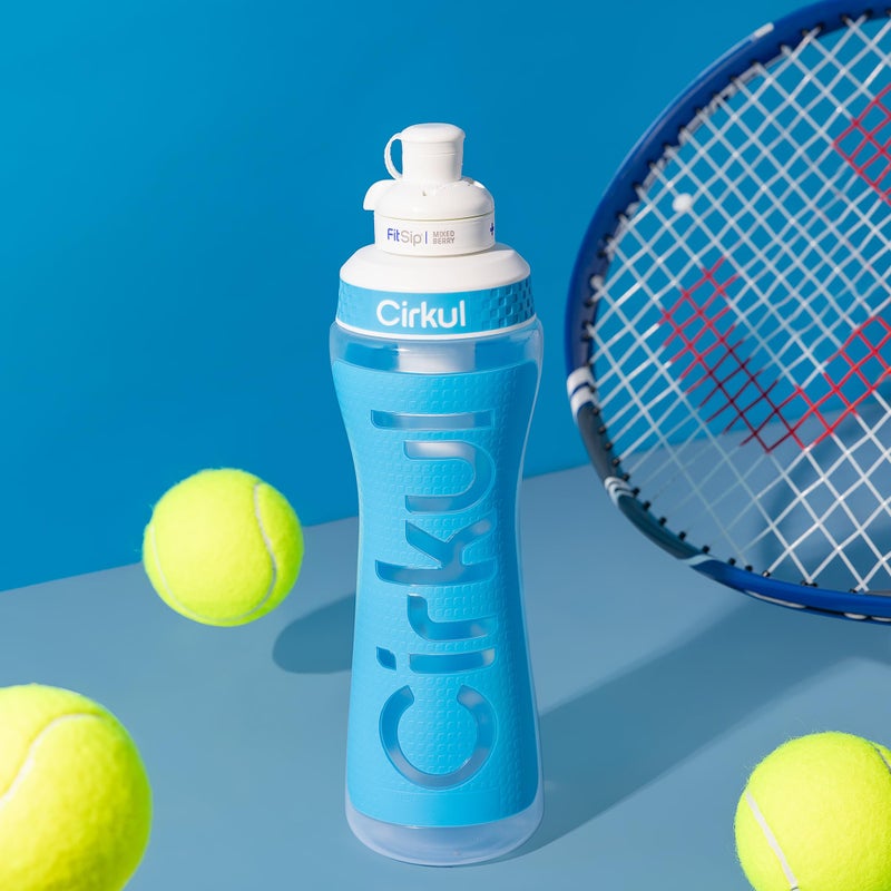 Cirkul 22oz. Blue Plastic Grip Squeeze Water Bottle & Sport Lid, BPA-Free, Non-Slip Design for Gym, Biking & Sports with Flavor Cartridge Included (FitSip Mixed Berry) - Image 3