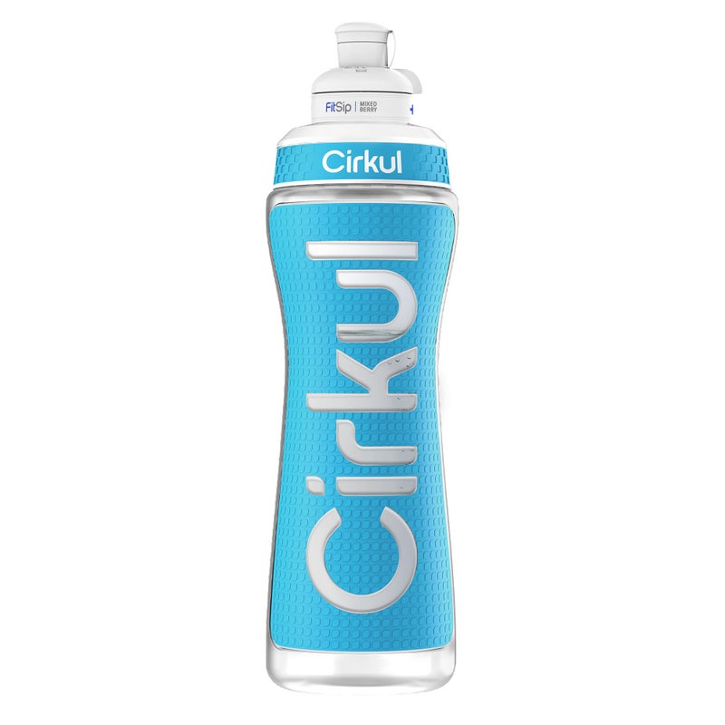Cirkul 22oz. Blue Plastic Grip Squeeze Water Bottle & Sport Lid, BPA-Free, Non-Slip Design for Gym, Biking & Sports with Flavor Cartridge Included (FitSip Mixed Berry) - Image 2