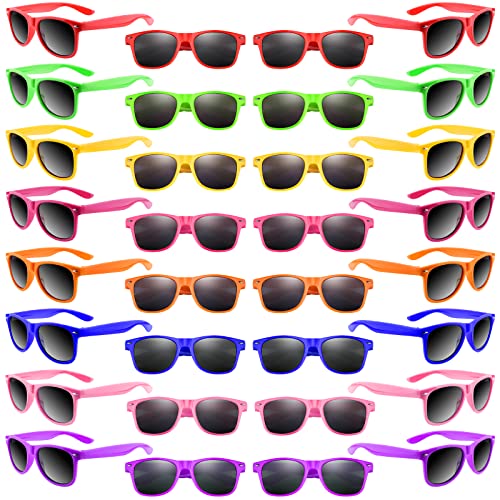 Morcheiong 32 Pack Kids Sunglasses Neon Colors Sunglasses，Sunglasses Party Favors Goody Bag Fillers Fun Gift for Birthday Party Beach Pool Party - Image 1