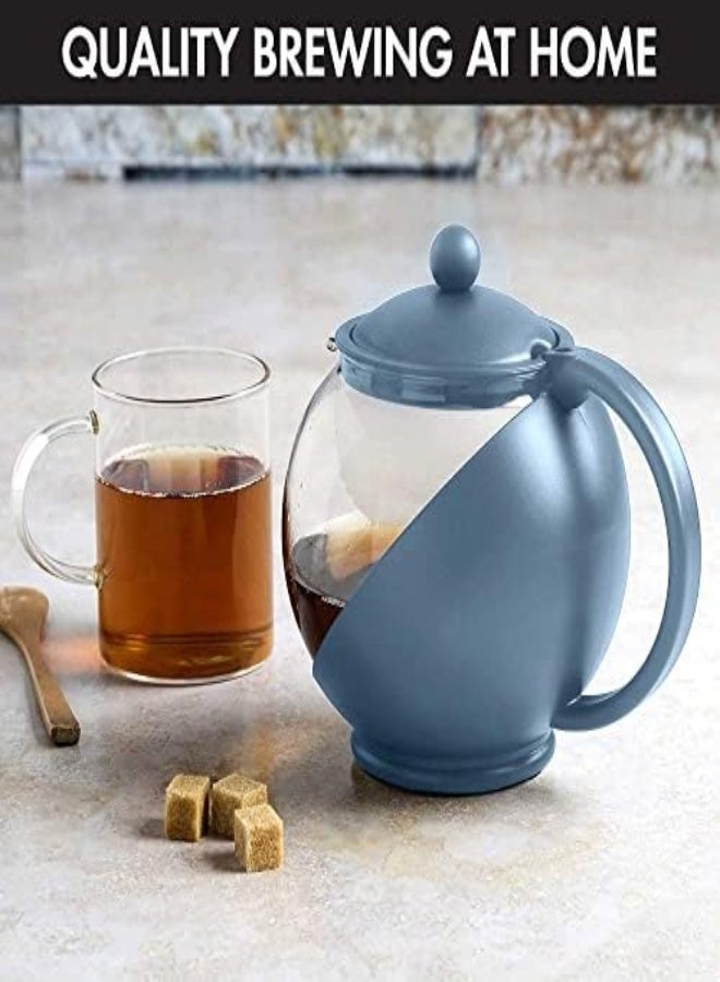 Primula Half Moon Teapot with Removable Infuser, Glass Tea Maker with Reusable Fine Mesh Stainless Steel Filter, Dishwasher Safe, 40-Ounce, Blue - Image 2