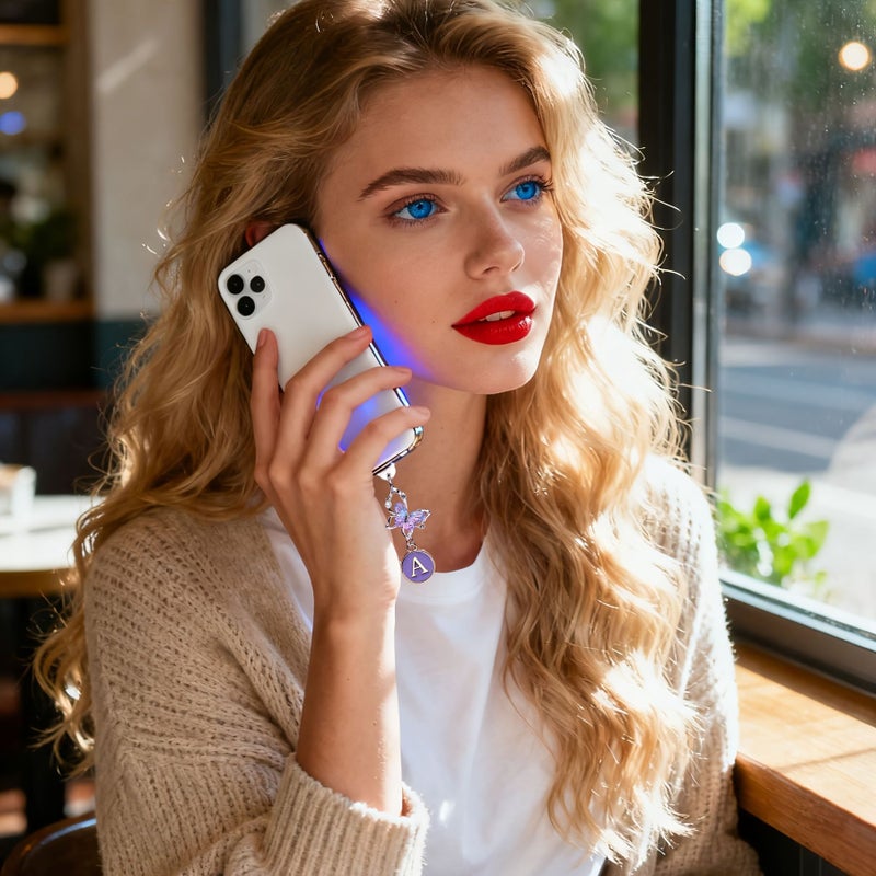 سدادة غبار لهاتف iPhone أو Type C على شكل حرف مع فراشة راقية من الراين - Image 4