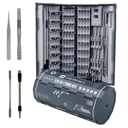 Portronics Bit Box 2, 128-in-1 Screwdriver Kit with Phillips, Flathead, Torx, Pentalobe, Wrench Bits, Flexible Shaft, Tweezer, Spudger & Magnetic Handle for Laptop, Mobile, Car & Electronics Repair - Image 1
