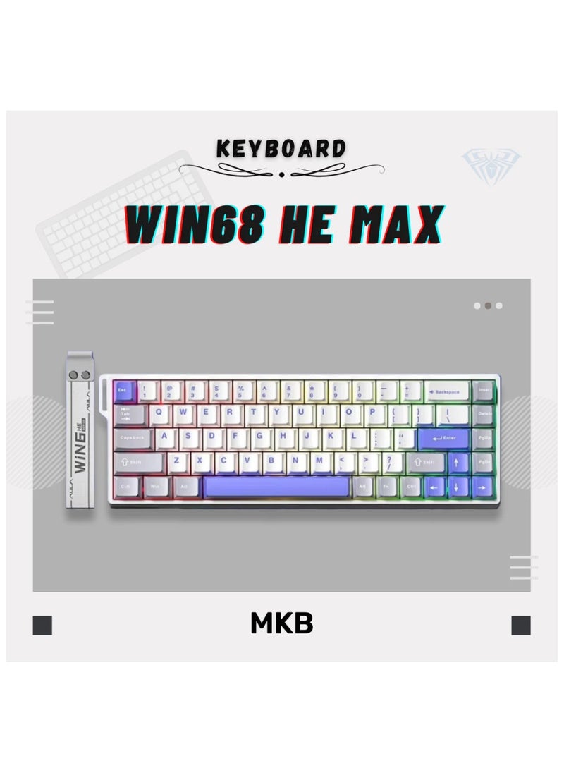 AULA - Aula WIN68 HE Magnetic Keyboard – 8000Hz Polling, RGB Lighting, Adjustable Actuation, Hall Effect, Rapid Trigger, Multi-Tap - Image 1