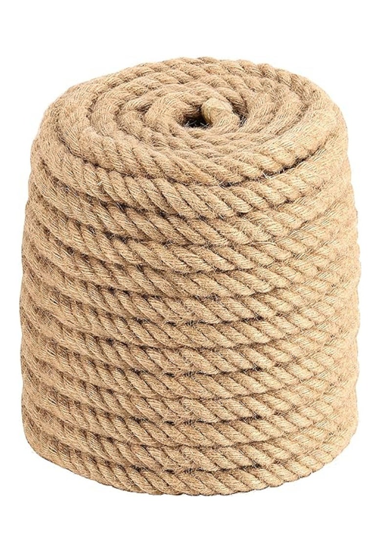 Generic حبل سميك من حبل الجوت من القنب الطبيعي للحرف اليدوية 49 قدم 15 مم 3/5 بوصة  - Image 1